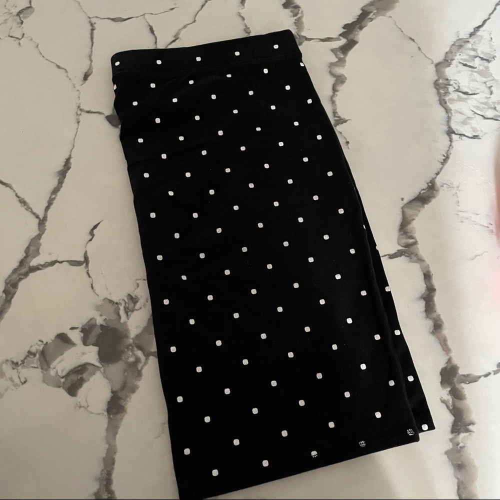 Black Stretchy Pencil Skirt with White Polka Dots